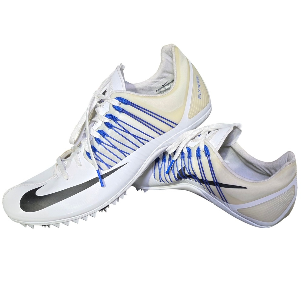 Nike Zoom Sprint Track Spikes White Blue Flywire Men's‎ Size 13 Running Shoes
